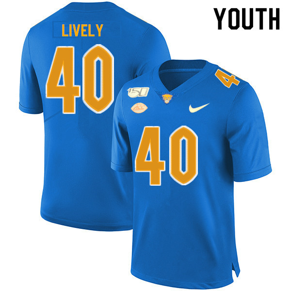 2019 Youth #40 Colton Lively Pitt Panthers College Football Jerseys Sale-Royal